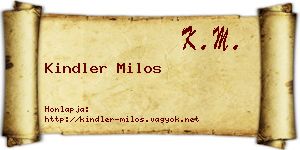 Kindler Milos névjegykártya